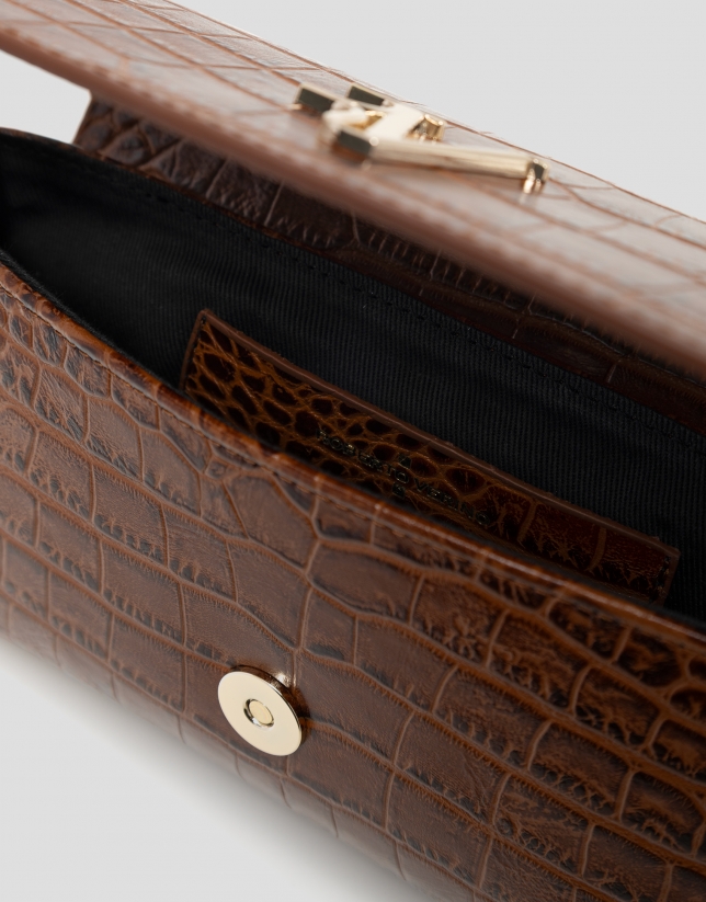 Bolso de mano Rita piel coco marrón