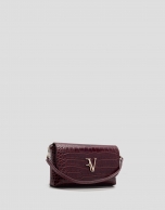 Rita burgundy crocodile-embossed leather handbag