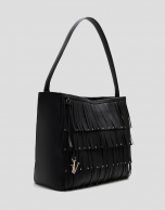 Chloe black leather hobo bag with fringes