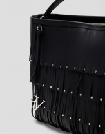 Bolso hobo Chloe piel negra con flecos