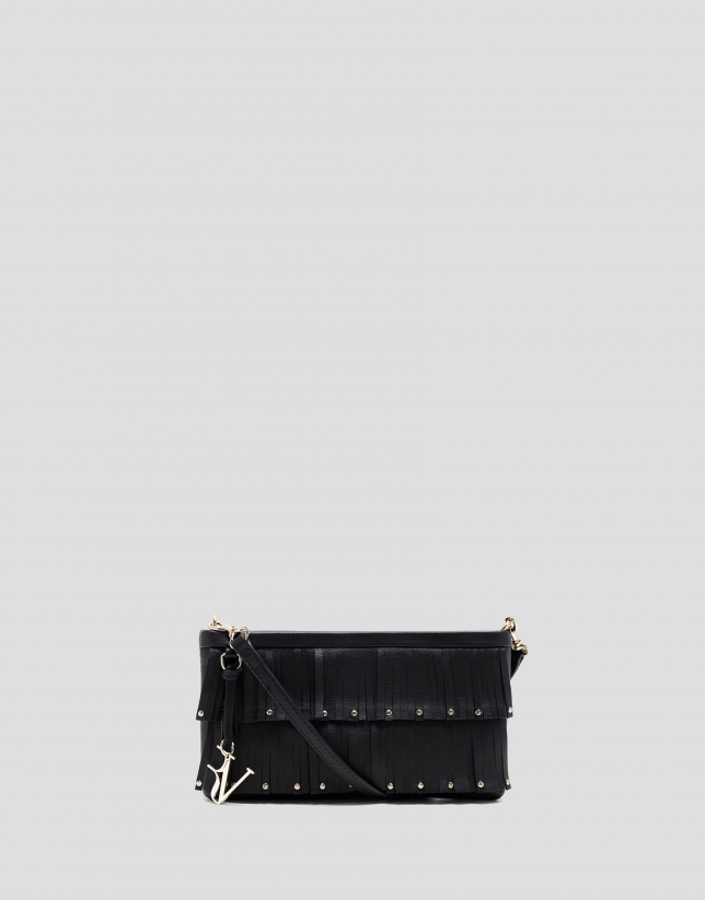 Chloe mini black leather bag with fringes
