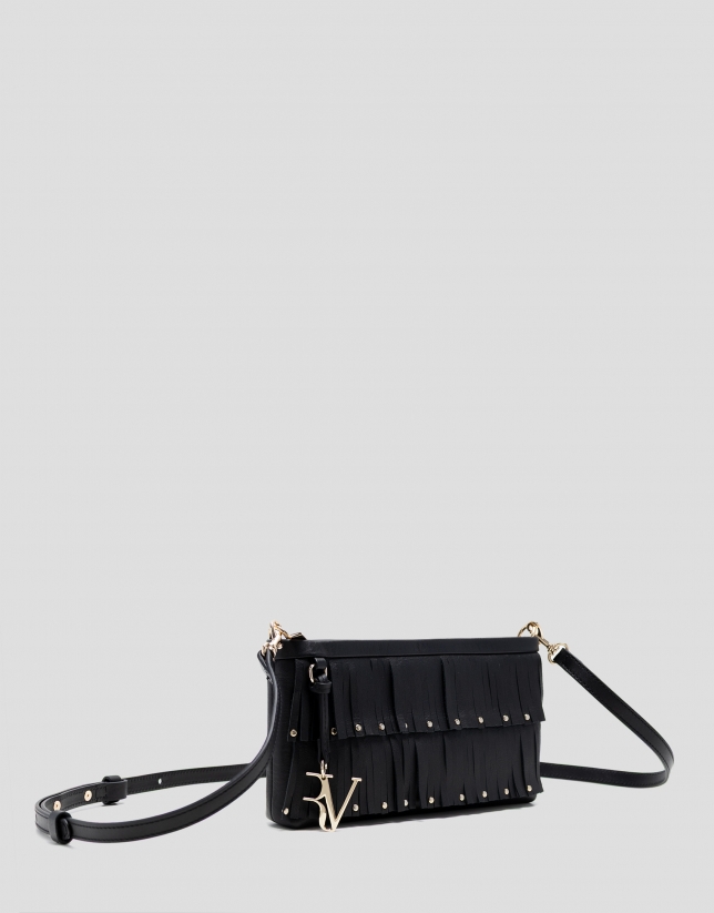 Chloe mini black leather bag with fringes