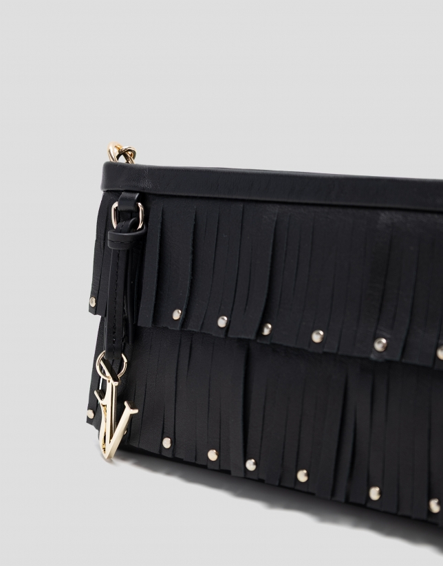 Chloe mini bag in black leather with fringe
