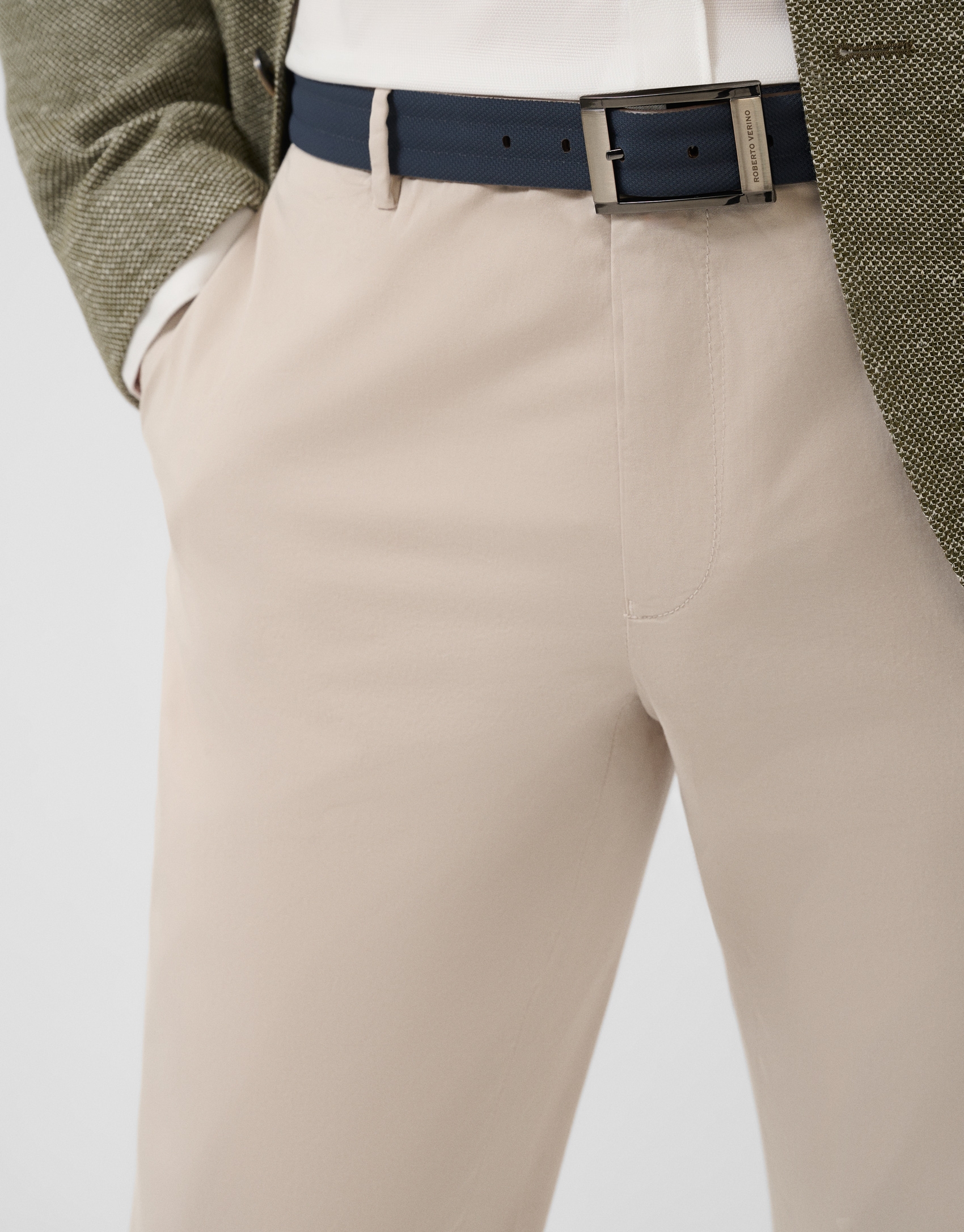 Reversible brown/blue leather belt