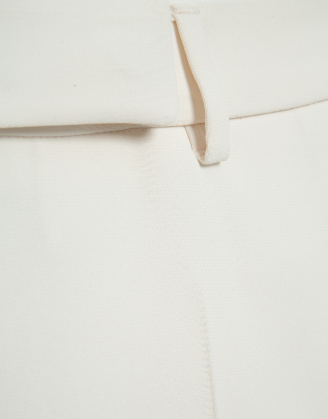 Light beige crepe straight pants