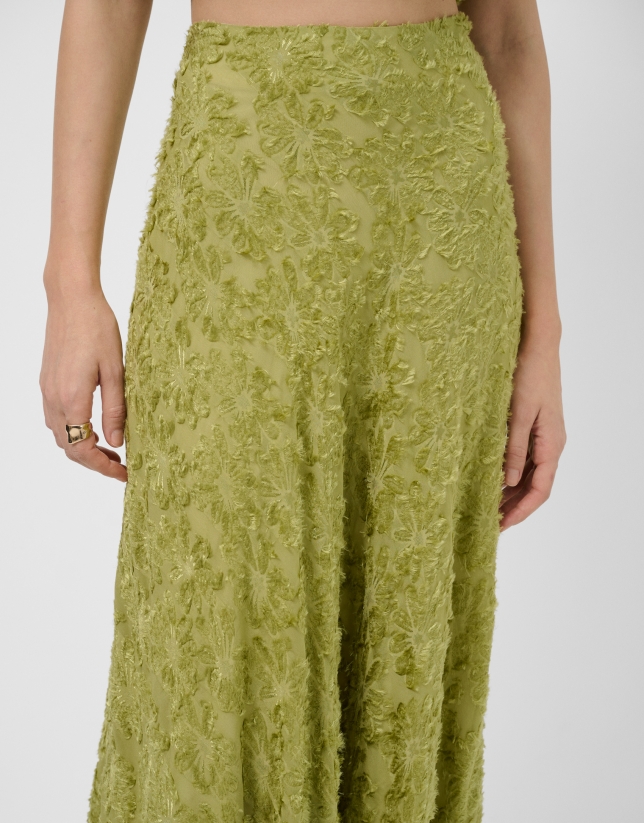 Midi skirt in moss green fill coup&eacute;