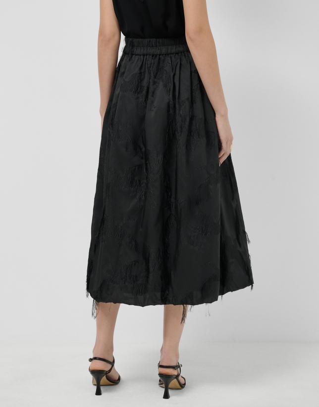 Black balloon skirt with fancy jacquard