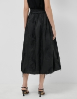 Black balloon skirt with fancy jacquard pattern