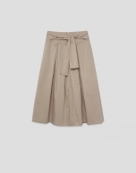 Camel pleated midi skirt