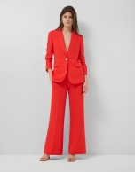 Pantal&oacute;n recto mezcla lino rojo