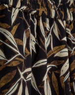 Brown leaf print crepe palazzo trousers