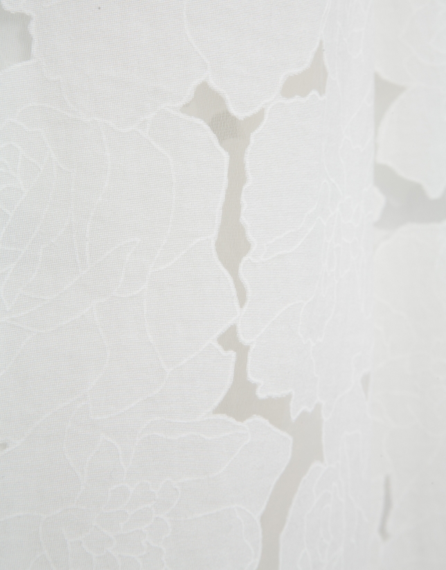 Pantal&oacute;n palazzo devor&eacute; blanco con estampado floral