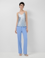 Light blue crepe straight trousers