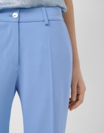 Light blue crepe straight-leg trousers