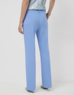 Light blue crepe straight trousers