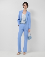 Light blue crepe straight-leg trousers