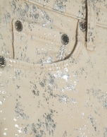 Camel five-pocket trousers with silver laminated print