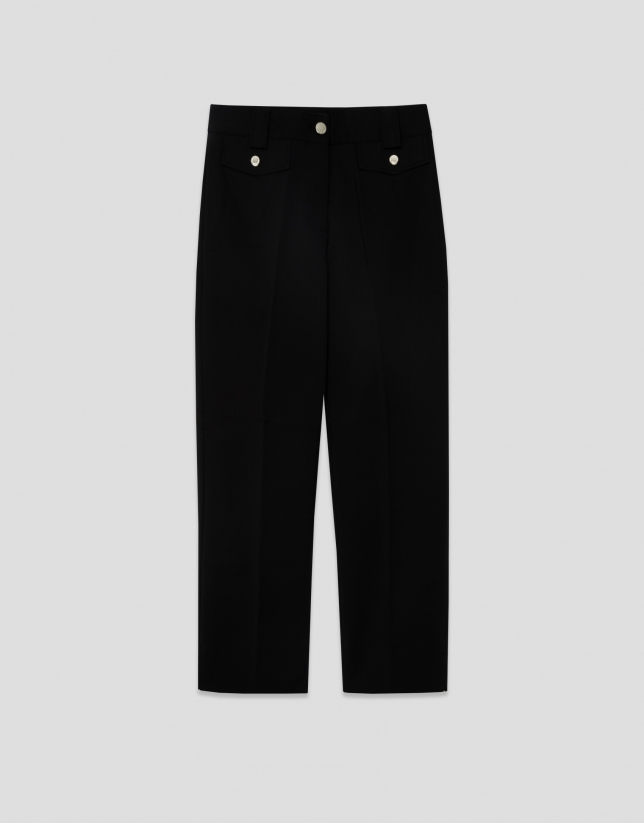 Trousers with technical fabric black tabs