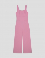Pink crepe strappy jumpsuit