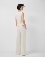 Straight trousers with crepe pleats in ecru