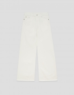 Customised wide-leg ecru jeans with waistband