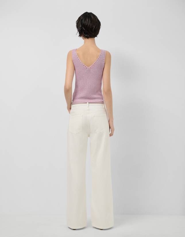 Pantal&oacute;n vaquero ancho crudo personalizado en cintura