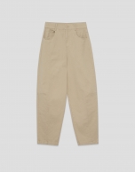 Camel cotton balloon trousers