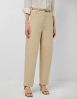 Camel cotton balloon trousers