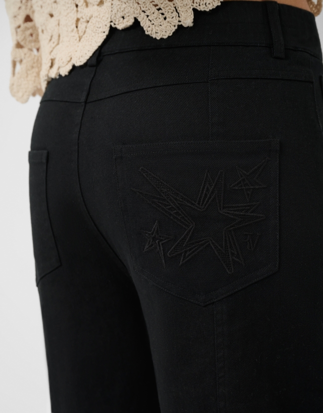 Black cotton baggy trousers