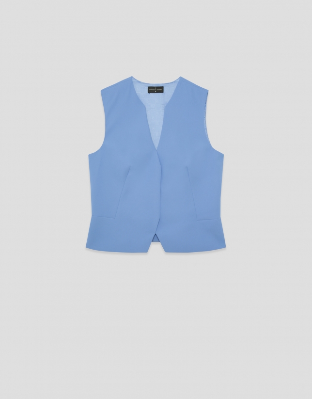 Structured blue crepe top