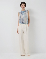 Top fruncido tejido ligero tonos azules