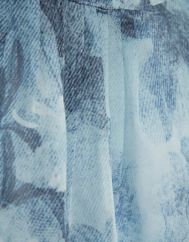 Top fruncido tejido ligero tonos azules