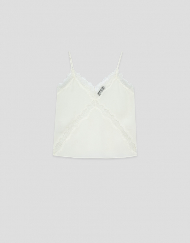 Ecru lingerie top with lace