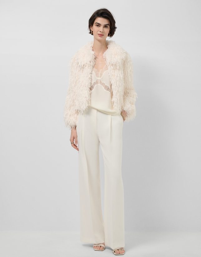 Ecru lingerie top with lace