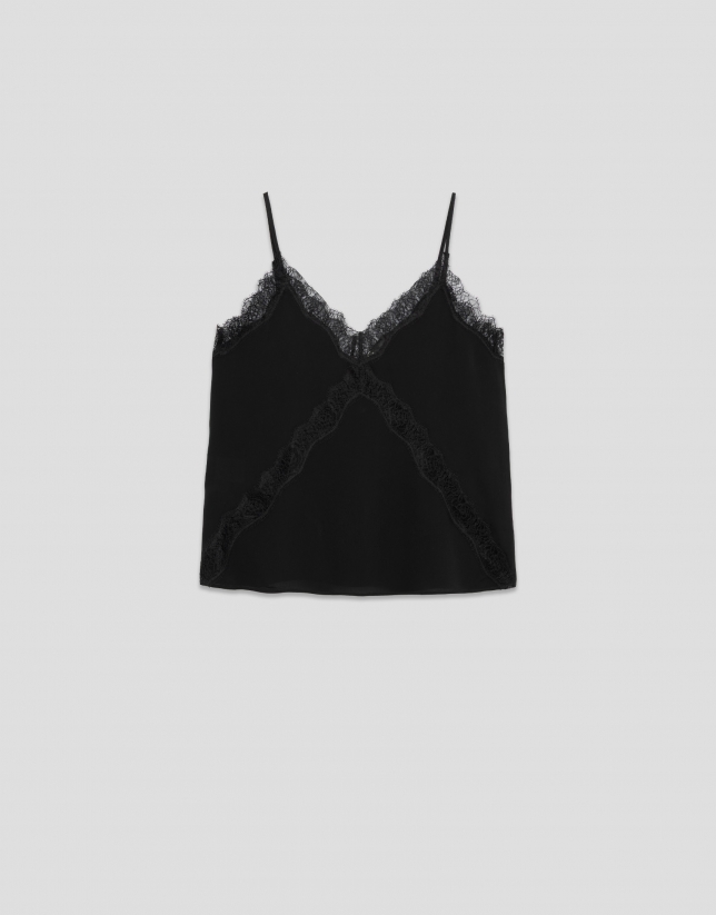 Black lace lingerie top