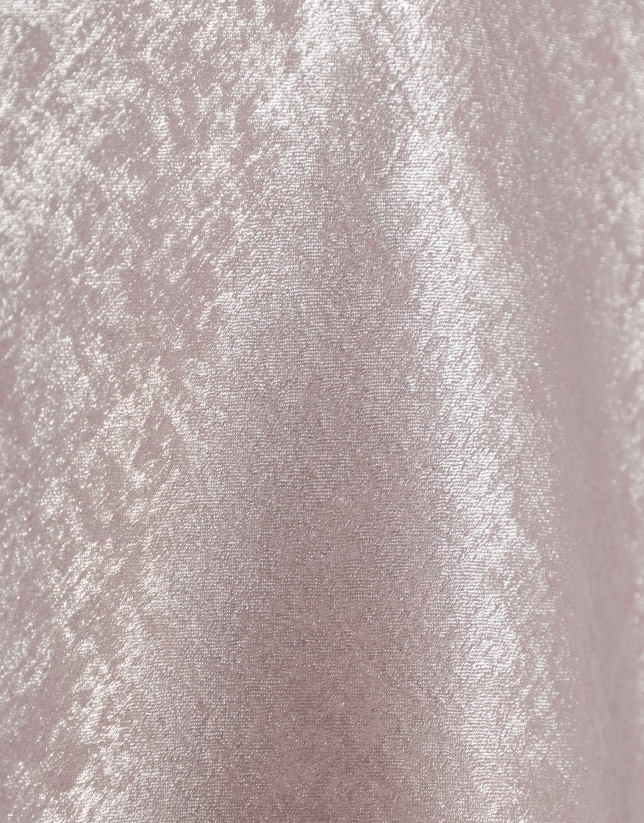 Top sisas tejido laminado brillo rosa