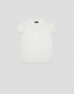 Ecru short-sleeved blouse with ruffles