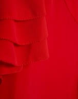 Blusa manga corta con volantes rojo