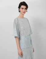 Blue printed crepe blouse