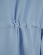 Blusa manga volante con cintura fruncida azul claro