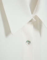 Ecru ruffle sleeve blouse with gathered waist