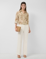 Oversized beige crepe print blouse