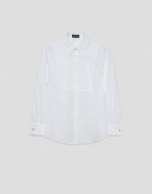 Camisa de vestir algod&oacute;n blanco con jaretas