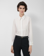 White cotton dress shirt with smocking