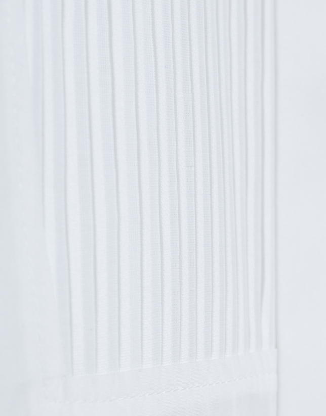 White cotton dress shirt with drawstrings