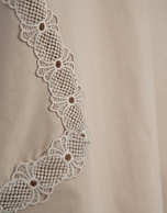 Oversized camel shirt with lace trim