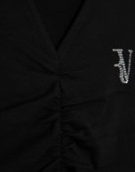 Camiseta manga corta negra con drapeado