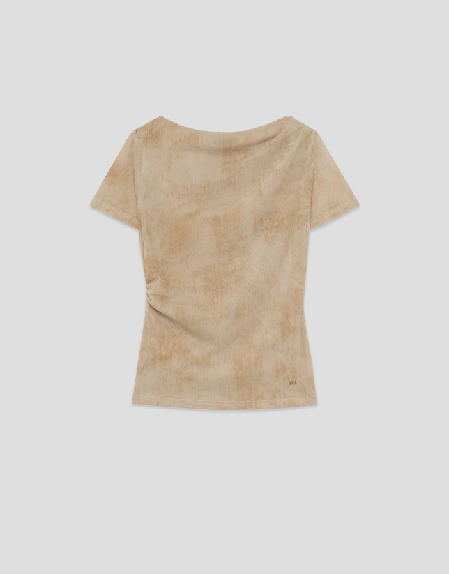 short-sleeved ruched tulle t-shirt