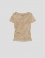 short-sleeved ruched tulle t-shirt