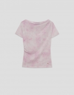 pink tulle short-sleeved t-shirt